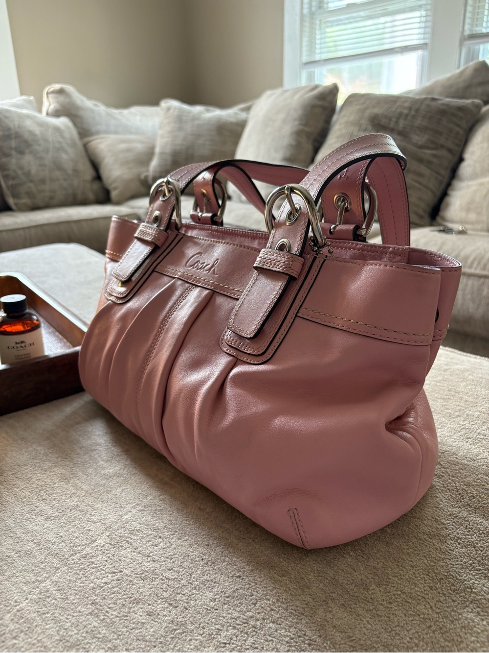 Coach Soho F13732 Pink Leather Pleated Tote Y2K Vinta… - Gem